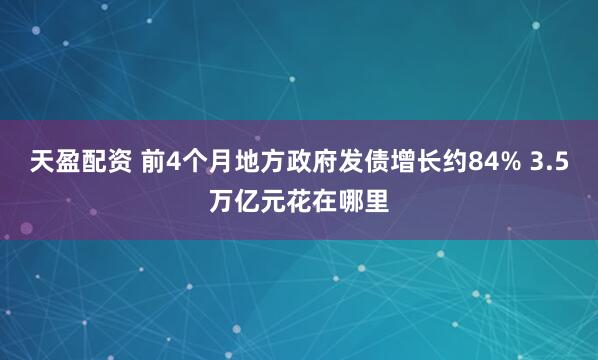 天盈配资 前4个月地方政府发债增长约84% 3.5万亿元花在哪里